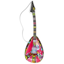 Widdmann Kostüm Aufblasbare Hippie Mandoline, Kunststoff-Accessoire zum Aufpusten rosa