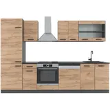 Vicco Küchenzeile R-Line 300 cm Goldkraft Eiche/Anthrazit