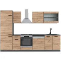 Vicco Küchenzeile R-Line 300 cm Goldkraft Eiche/Anthrazit