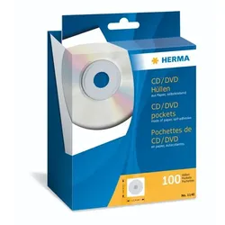 Herma CD/DVD Hüllen weiß 124x124 100 Stück selbstklebend     1140