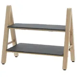 Cepewa Etagere aus Schiefer & Kiefernholz - 2-stufiger Servierständer für Kuchen, Gebäck, Obst, Tapas - Elegante Präsentation - Natur/Schwarz - 18x28x32cm