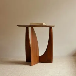 360Home Einfacher runder kleiner Couchtisch Kaffeetisch Tisch Wohnzimmer MassivHolz