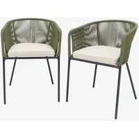 Sweeek 2er-Set Gartensessel aus verzinktem Stahl mit Seilbespannung und