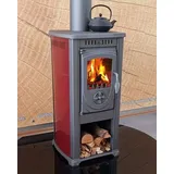 EEK A+ Kaminofen Okta rot mit Herdplatte - 3,9kW