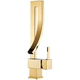 Waschbecken Wasserhahn Bad Wasserhahn, Modernes Elegantes Design Goldenes Messing 360° Schwenkbarer Waschtischmischer Heißes und Kaltes Wasser