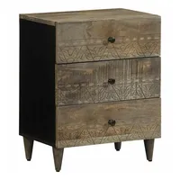 VidaXL Nachttisch Hellgrau 50x33x60 cm Massivholz Mango
