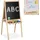 Relaxdays 2 in 1 Kindertafel mit Zubehör Hellbraun,Schwarz