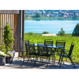 Beliani Gartentisch Schwarz Sicherheitsglas Stahl 140x80 cm Balkon Terrasse