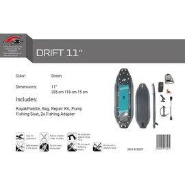 F2 Inflatable Kajak Set Drift Aufblasbar grün