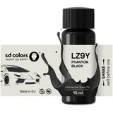 SD COLORS Phantom-Black LZ9Y Lackreparaturfarbe, 15 ML, mit Pinsel, Farbcode LZ9Y Phantom-Schwarz