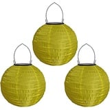 Youning Lampions Außen Wetterfest Solar LED Laterne Wasserdicht Hängende Solar Lampion für Außen 30cm Solarlaterne Outdoor Deko Nylon Papier Laterne Runde Gartenlampions Außenlaternen (3PCS/Gelb)