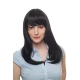 WIG ME UP - 9250-1B Damen Perücke Schwarze Lange Glatte Haare Pony-Frisur