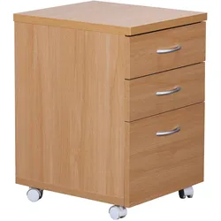 FineBuy Rollcontainer Rollwagen Rollschrank Büro Container Schubladen Schrank Buche