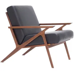 Studio Zondag - Jesper Lounge Stuhl, Nussbaum / Leder schwarz