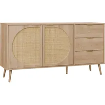 sweeek Anrichte Mit Holzdekor Und Abgerundetem Rohrgeflecht 150 Cm - Sweeek