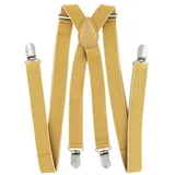 axy Hosenträger Herren Hosenträger mit Glitzerfäden 4 Stabile Clips X-Form 2,5cm Breit verstellbar und elastisch 120cm Lang goldfarben