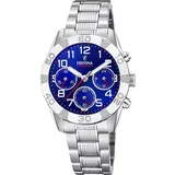 Festina Junior Collection 36,0mm Edelstahlgehäuse blau Silikonarmband silber
