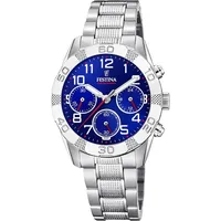 Festina Junior Collection 36,0mm Edelstahlgehäuse blau Silikonarmband silber