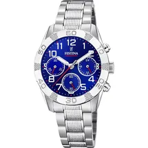 Festina Junior Collection 36,0mm Edelstahlgehäuse blau Silikonarmband silber