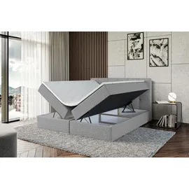 altdecor Boxspringbett mit Matratze und Topper, Polsterbett mit Bettkasten, Bett mit Stauraum H3-Matratze, Doppelbett, Springboxbett - MARCE - Grau