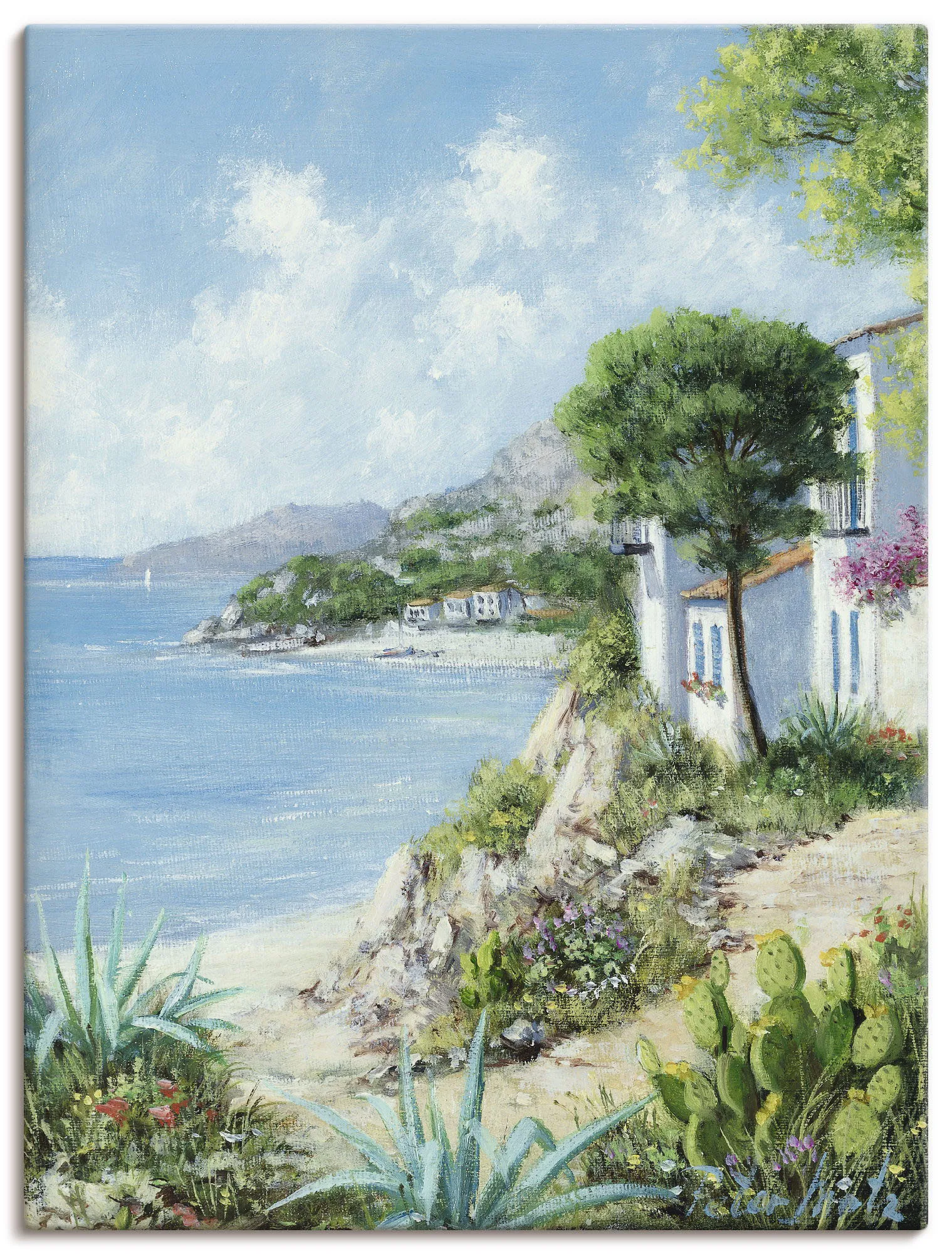 Wandbild ARTLAND "Weg zum Meer" Bilder Gr. B/H: 90 cm x 120 cm, Leinwandbild Gewässer Hochformat, 1 St., blau Kunstdrucke als Leinwandbild, Wandaufkleber in verschied. Größen