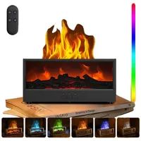 techvizrs Aroma Diffuser mit LED Kamin, Duftöl Diffusor für Ätherische Öle mit 7-Farben-Licht, Luftbefeuchter mit Fernbedienung, Timer, Wasserlose Abschaltautomatik (Schwarz)