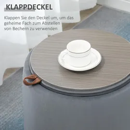 furnicato Hocker 2-in-1 Samtoptik mit Stauraum 44 x 47,5 x 44 cm Grau