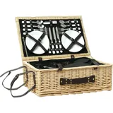Outsunny Picknickkorb aus Weidenholz Picknickkoffer für 4 Personen mit Kühlfach