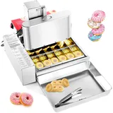 Vevor Gewerbliche Automatische Donutmaschine, 6-reihige Donutmaschine, 360 Stück/h, Elektrischer Hochleistungs-Donutbereiter, Fritteuse aus Edelstahl mit Intelligenter Steuerung, Donut Maker