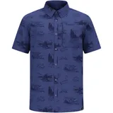 Odlo Herren Essential Print Hemd (Größe L, blau)