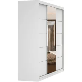 fabryka mebli idźczak Schwebetürenschrank Astra, 233 cm, Weiß/Weiß, mit Spiegel - Weiß