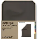 schlafgut Knitted Jersey uni, aus Bio-Baumwolle mit Elasthan, Reißverschluss«, (1 St.), bügelfrei, Mix & Match Bettwäsche: passender Kissenbezug erhältlich Schlafgut Sand deep), 135-140x200)