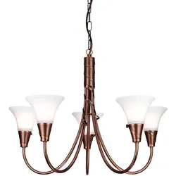 Kronleuchter Emily mit 5 Lichtern, Kupferpatina