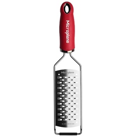 Microplane 2-Wege-Schneide Küchenreibe für Hartkäse, Apfel, Karotte, Zucchini und Schokolade in Rot mit Edelstahlklingen - Made in USA