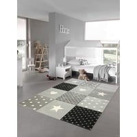 Teppich-Traum Kinderzimmer Teppich Spiel & Baby Teppich Herz Stern Punkte Design Creme Schwarz Grau Größe 120x170 cm