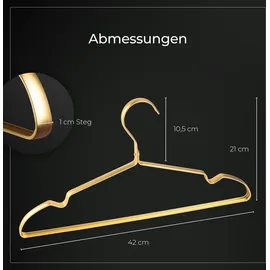 PARUSIA Kleiderbügel gold, 42cm breit, 1cm stark, Kleiderbügel Metall rostfrei, formstabil, zur platzsparenden Kleideraufbewahrung & Organisa... - Gold