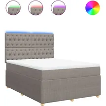 vidaXL Boxspringbett mit Matratze Taupe 140x200 cm Stoff