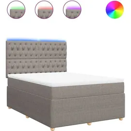 vidaXL Boxspringbett mit Matratze Taupe 140x200 cm Stoff