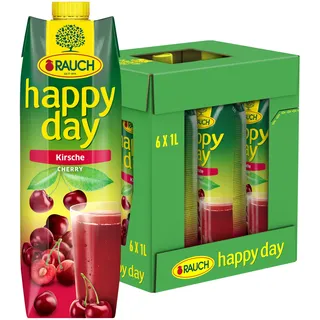 Happy Day Rauch Happy Day Kirsche | aus ausgewählten Sauerkirschen | unvergleichliches Fruchtvergnügen | 6x 1l Tetra Prisma