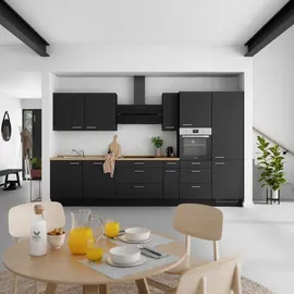 Nobilia Küchenleerblock Touch, Schwarz, Eiche, Metall, 7 Schubladen, nur wie online abgebildet bestellbar, 360 cm, Blauer Engel, Pefc, Goldenes M, Made in Germany, DGM-Klimapakt, seitenverkehrt erhältlich, vormontierter korpus: Küchen, Küchenzeilen ,