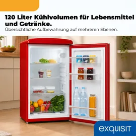 Exquisit Retro RKS120-V-H-160C Vollraumkühlschrank (122 l, 895 mm hoch, Rot)