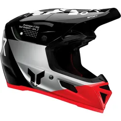 Thor Reflex Sport Strike, Motocrosshelm - Schwarz/Silber/Neon-Rot - XS