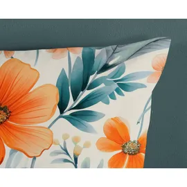 Muller Textil Spirit Blumen Orange 135 x 200 cm + 2 x 80 x 80 cm