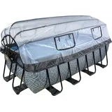 EXIT TOYS EXIT Stone Pool grau 400 x 200 x 122 cm m. Sandfilterp., Abdeckung und Wärmepumpe