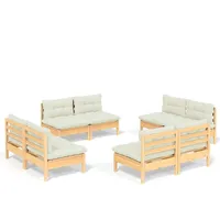 vidaXL Garten-Lounge-Set 8-tlg. creme Kiefernholz