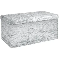 Intirilife Sitzbank 76x38x38 cm in Samt Blaugrau - Sitzwürfel