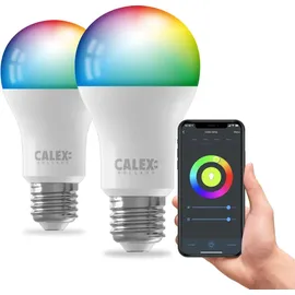 Calex Smart LED-Lampe E27 A60 9,4W CCT RGB, 2er-Set