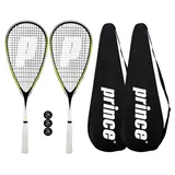 Prince Team 400 & 450 Squashschläger Twin Set Serie, inkl. Squashschlägerhüllen in voller Länge und 3 Squashbällen (Team Rebel 450)