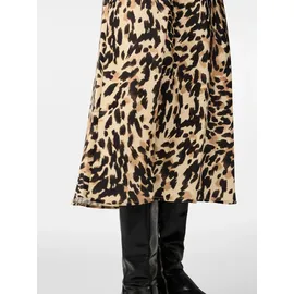 Y.A.S Midirock "YASPELLA HW MIDI SKIRT S. NOOS", Damen, Gr. L (40), schwarz (schwarz aop:leo print), Web, Obermaterial: 97% Polyester, 3% Elasthan, animal-print, regular fit wadenlang, Röcke