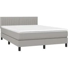 vidaXL Boxspringbett mit Matratze & LED Hellgrau 140x200 cm Stoff
